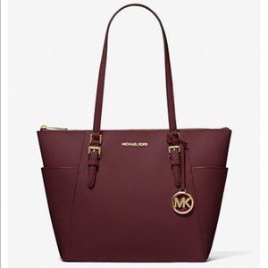 Michael Kors Large Leather Merlot Tote Bag